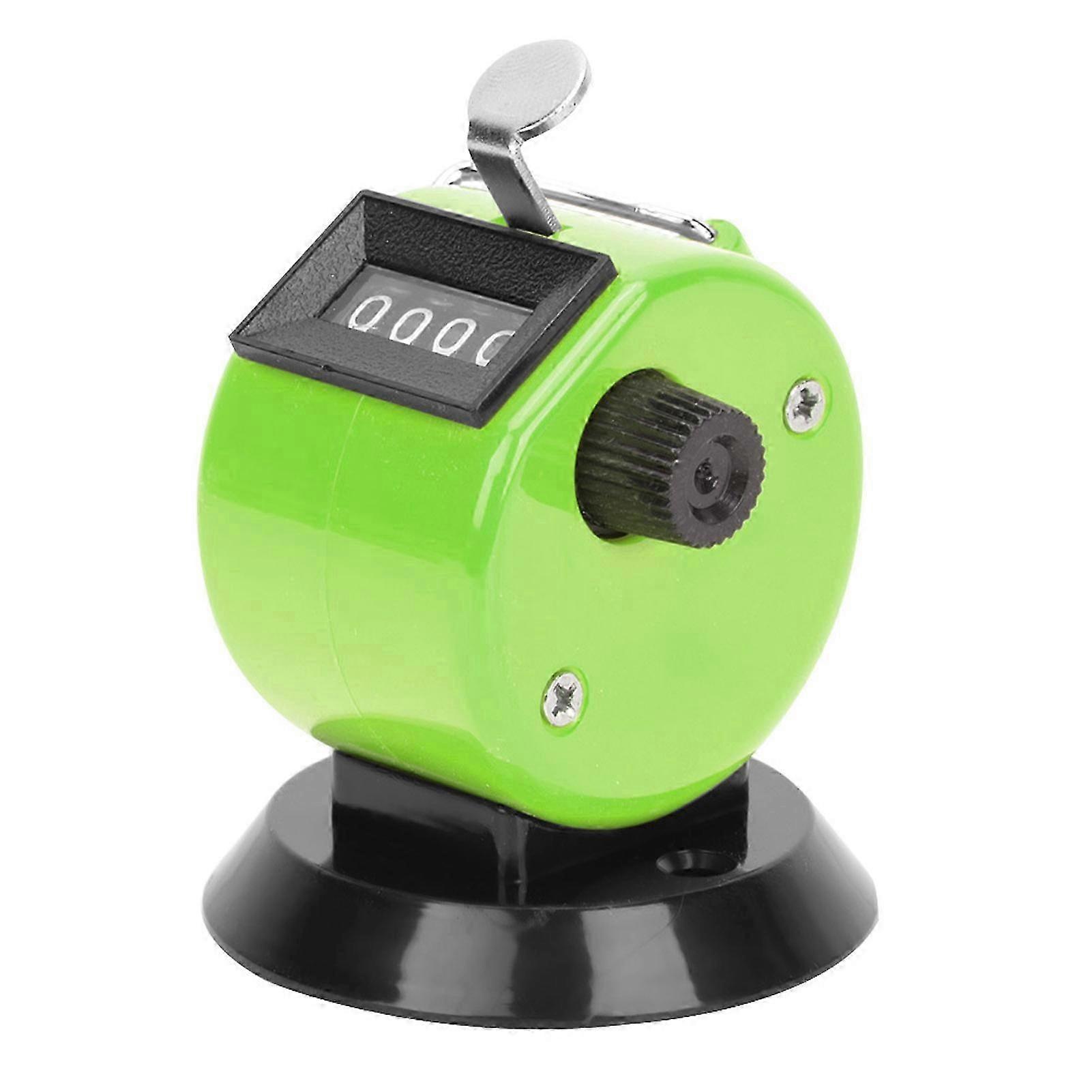 Hand Tally Counter 4-Digit Mechanical Tool with Hook Base ABS Plastic Shell Green