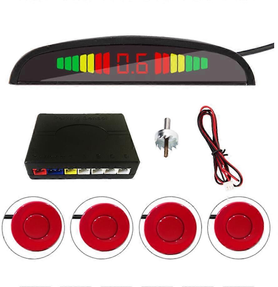 Car With 4 Parking Sensors Backup Parking Monitor Detector System Backlight Display