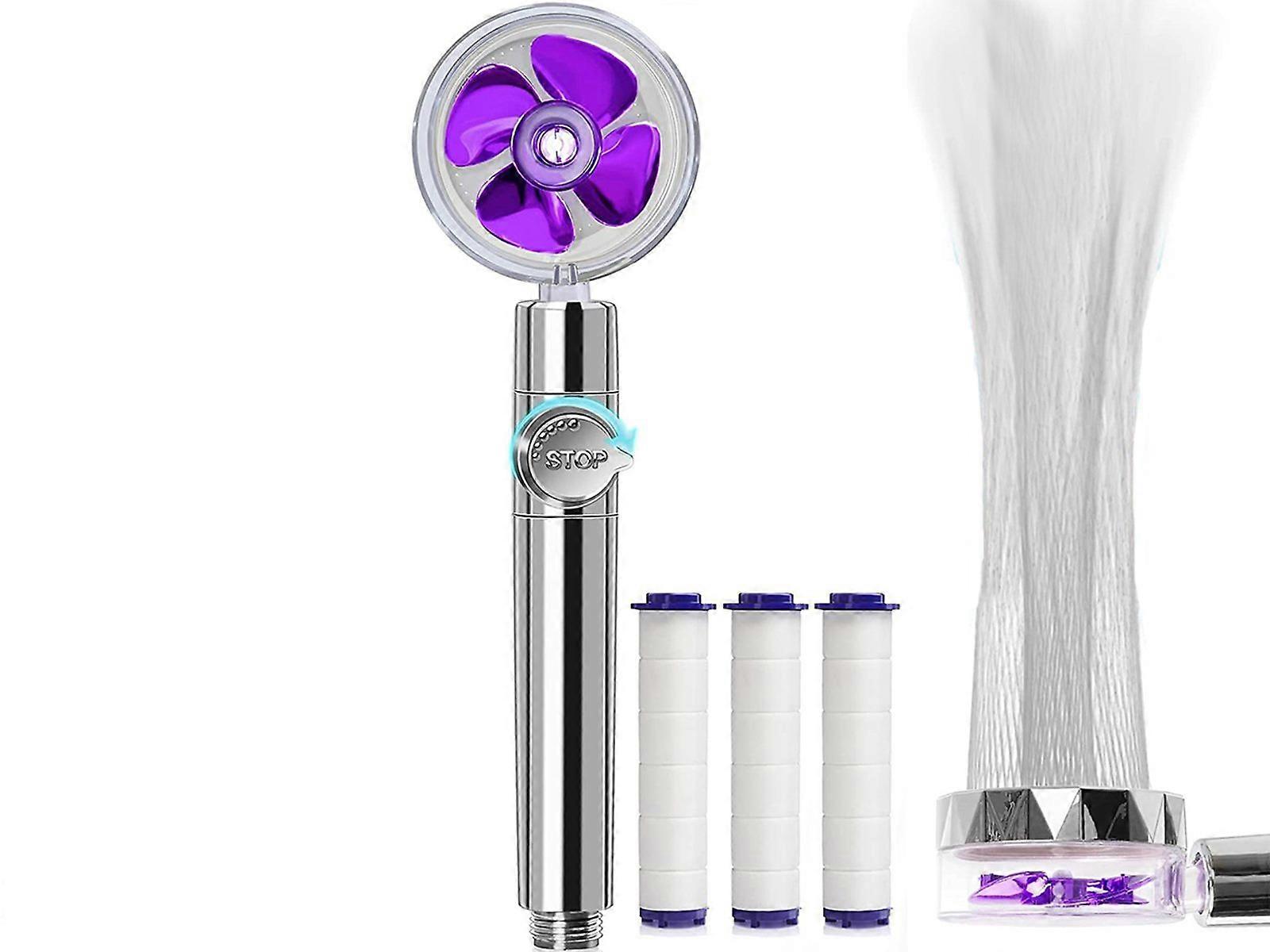 Handheld Propeller High Pressure Shower Head Purple