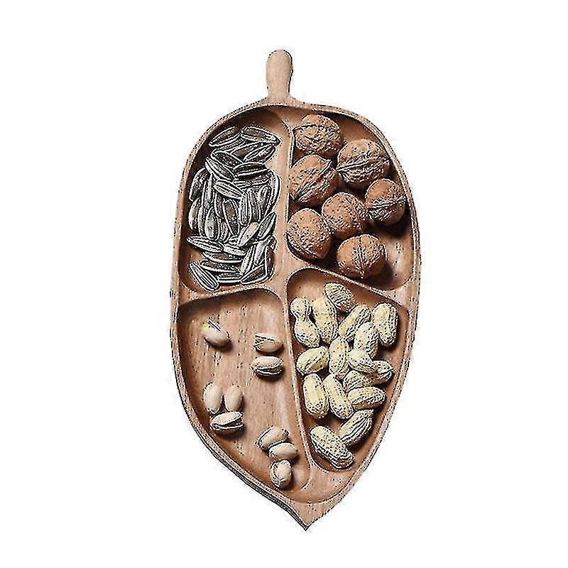 Madera entera Irregular Oval Solid Wood Pan Plate Fruit Dishes-e
