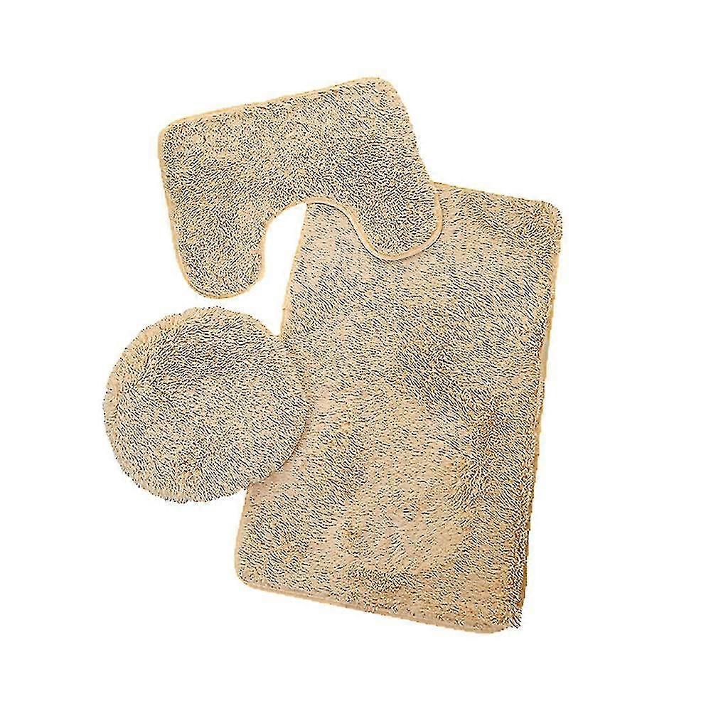 3pc Badezimmer Set Teppich Kontur Matte WC Deckel Abdeckung Uni Einfarbige Badematten