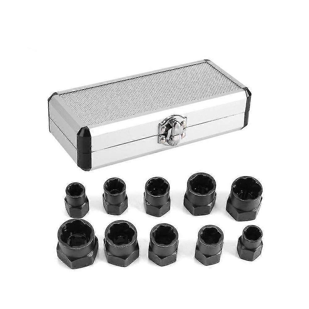 10 Pcs Screw Socket And Nut Wrenches Extractor Sets Thread Kit Tools Locking Bolt Extractor, Black