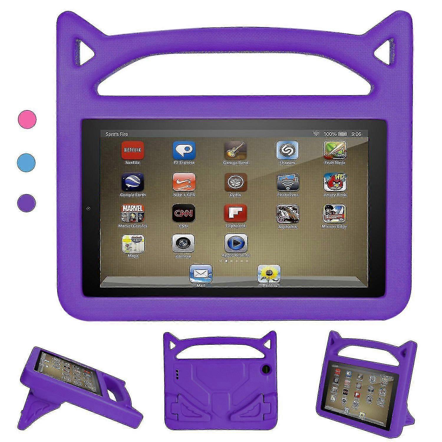 Light Weight Shock Proof Convertible Handle Stand Kids Case Purple
