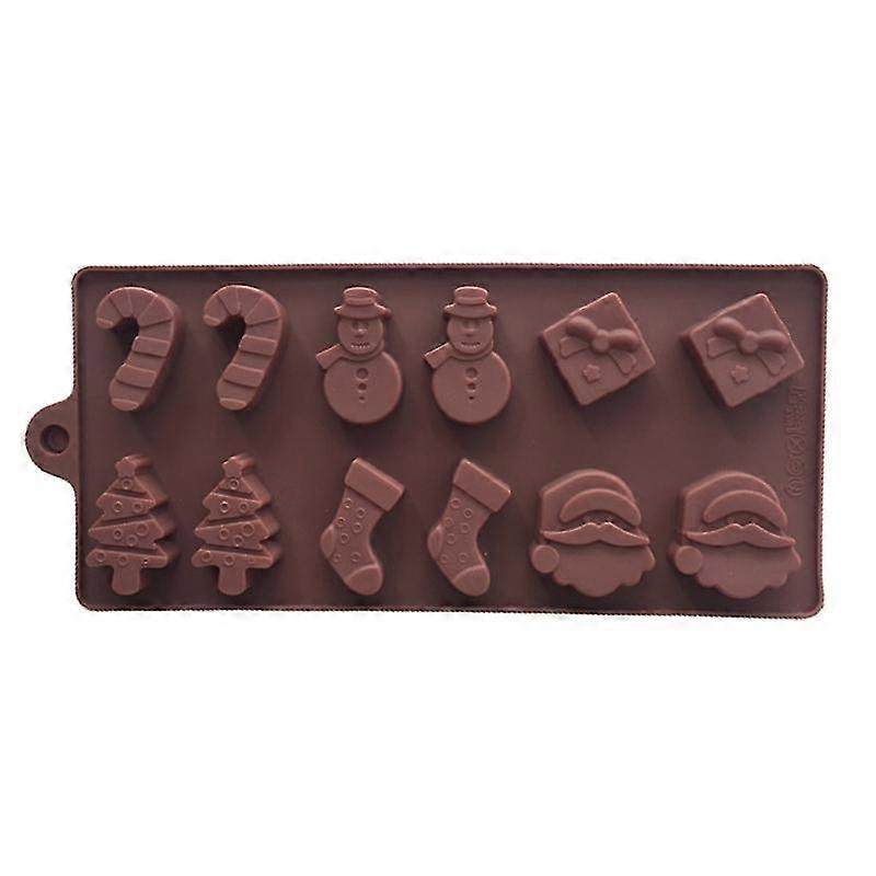 12 Cavity 3d Silicone Mold Christmas Snowman Socks Trees Pattern Chocolate Mould