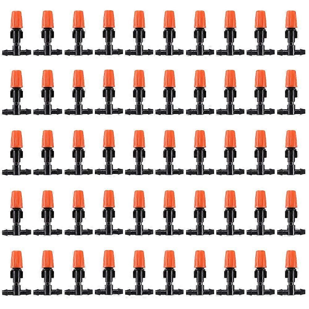 50pcs Micro Spray Adjustable Flow Irrigation Drippers, Garden Adjustable Sprinkler with 3 Tee Irrigation Misting Drip Kit