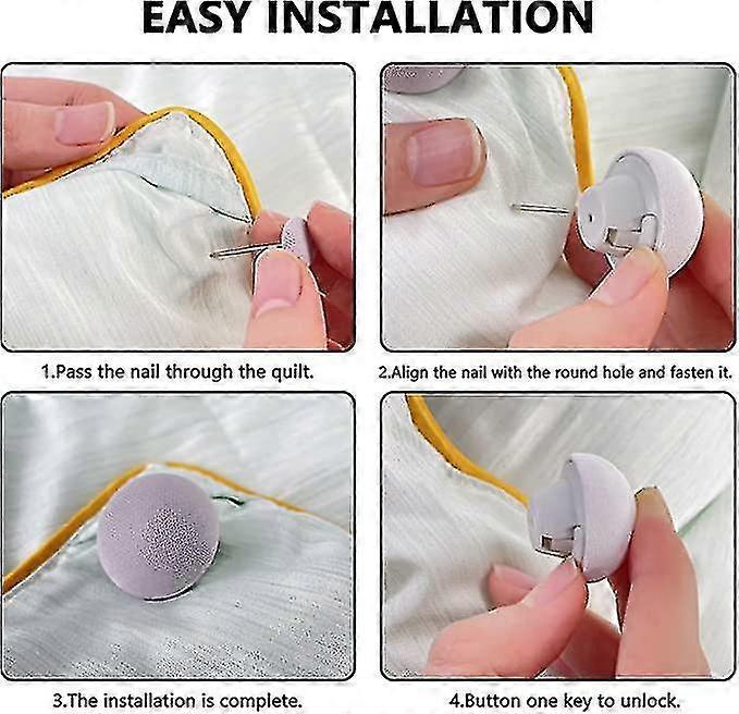 طقم مشابك لحاف 12 قطعة دبابيس لحاف ، مثبتات زر لحاف تمنع اللحاف من التحول (وردي)