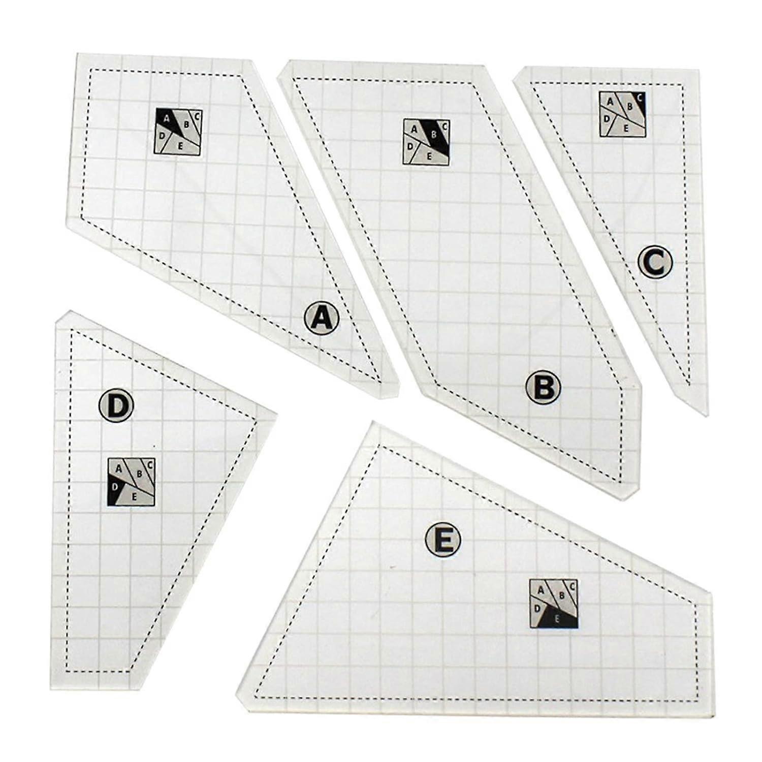 Righello per quilting, righelli quadrati patchwork 5pcs, modelli di cucito, righelli quilter, righelli da cucito, righelli da taglio in stoffa, modelli patchwork