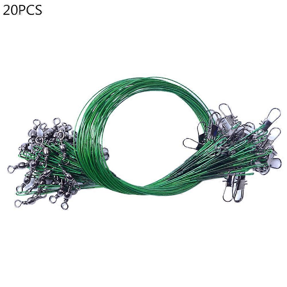 Kaesi 20Pcs Anti-Bite Steel Wire Leader Swivel Fishing Line Tackle Tool Fish Accessory