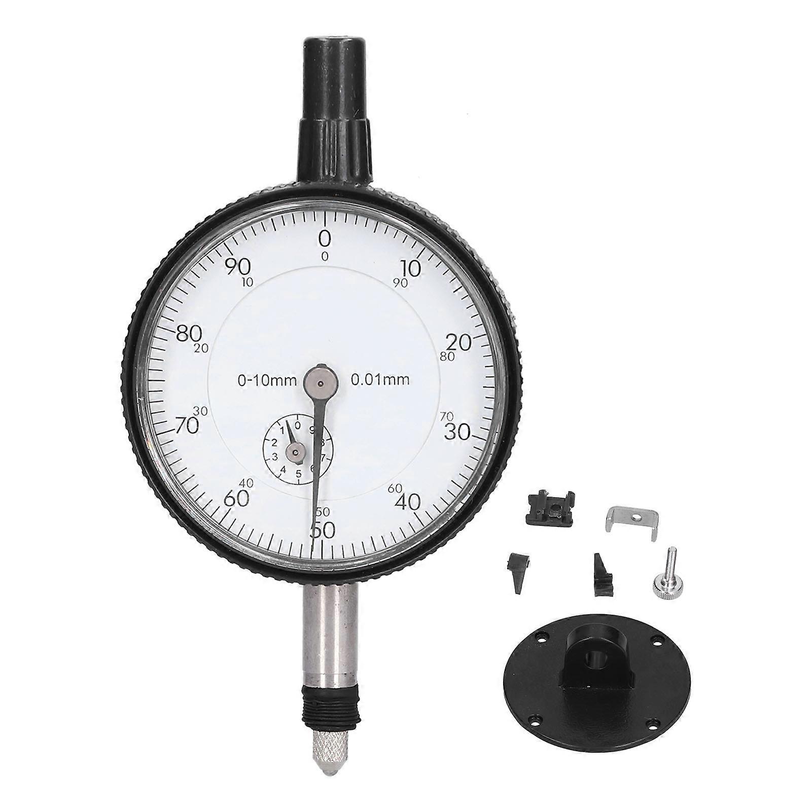 0?10mm Dial Indicator Adjustable Arm Stainless Steel Length Measuring Tool with Holder 0.01mm