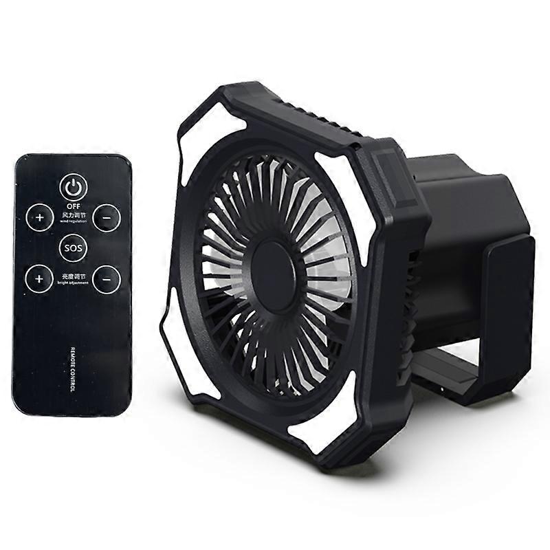 Camping Desk Fan with Electric 3-Speed Table Fan with Li-Battery LED Light