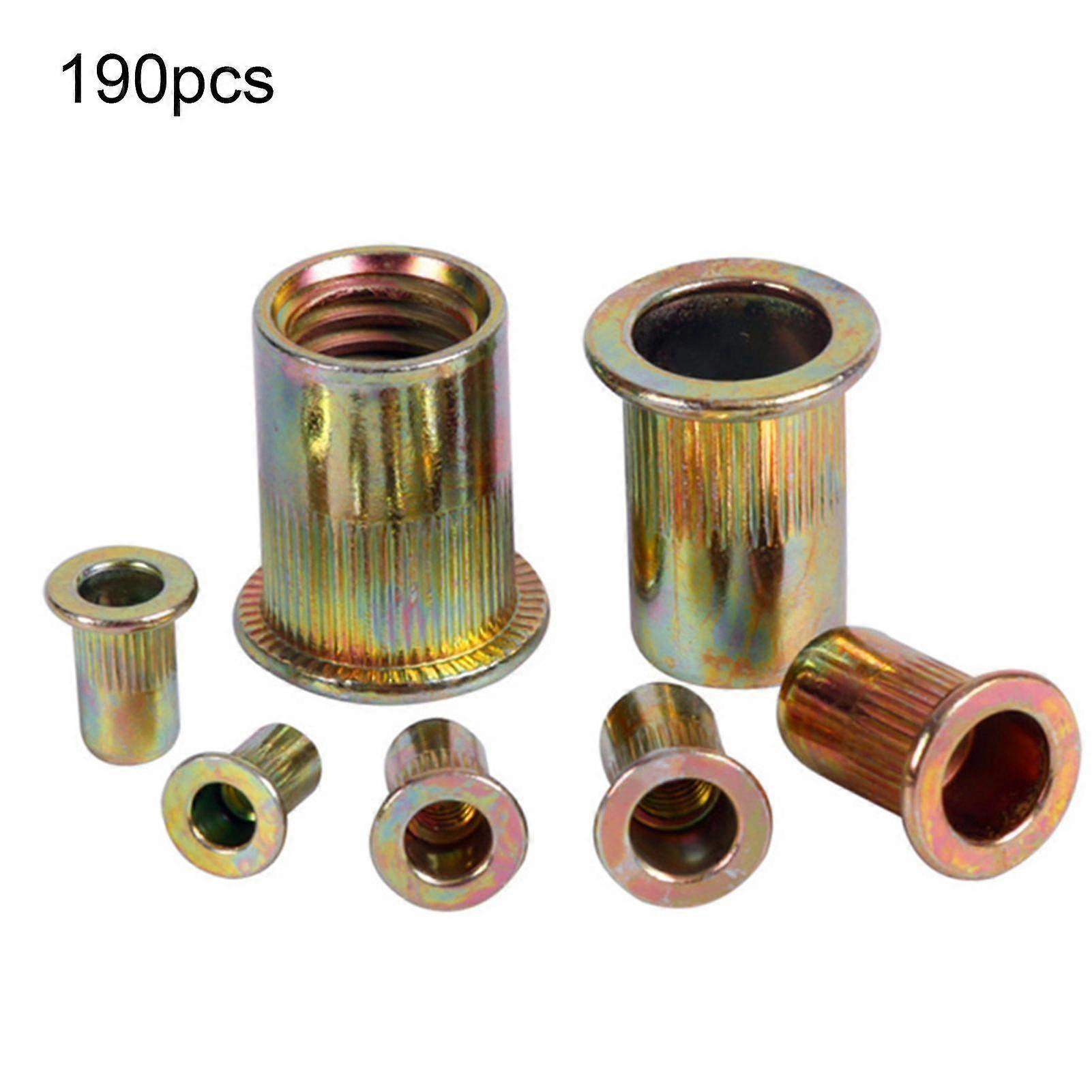 190pcs M3-m12 Rivet Nuts Flat Anti-r Steel Purpose Rivet Nut Kit For Sheet Metal