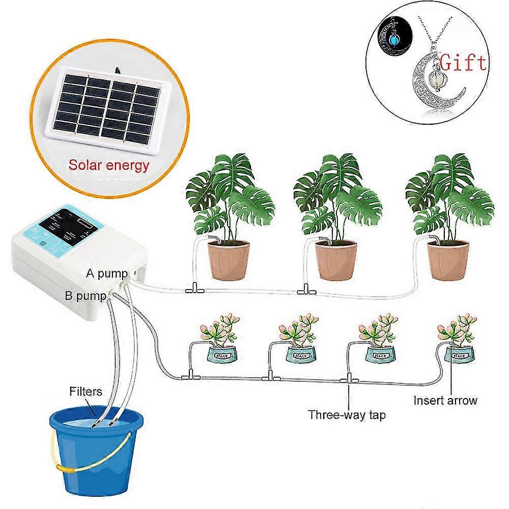 Intelligent Garden Automatic Watering Device Solar Energy Charging Water Pump Timer System Potted Plant Drip Irrigation