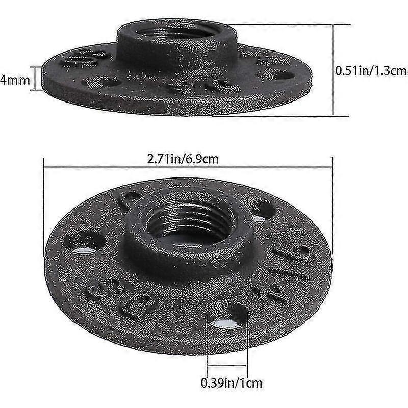 10pcs 3/4"" Bsp Floor Flange Cast Iron Threaded Flange Black Pipe Flanges 3 Hole Threaded Fitting With Screws For Industrial Furniture Diy Decor Mount