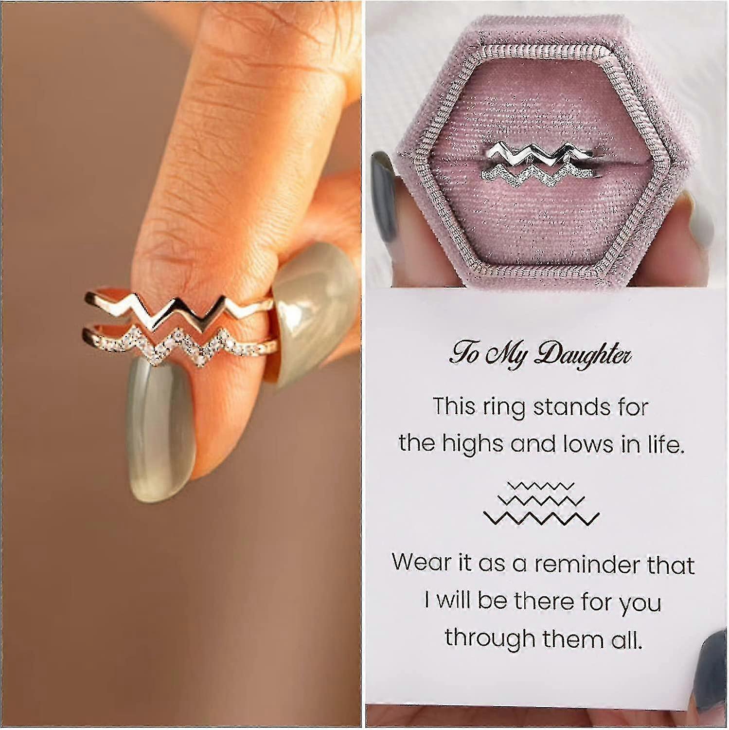 Double Wave Ring,adjustable Wavy Ring Minimalist Ring Gift For Herwhite Gold