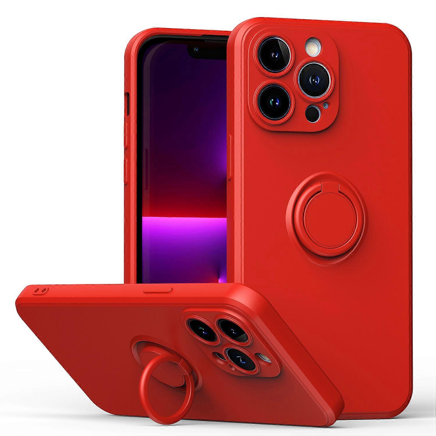 Simple Color Phone Case for iPhone 11 Pro with Ring Stand, Metal Plate for Magnetic Charging, Soft TPU Material, Shock Absorption Design, 360 Rotating