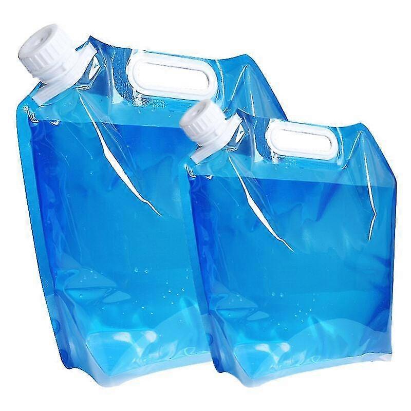 Set Of 2 Foldable And Portable Drinking Water Canisters (5 L + 10 L) Suitable For Hiking, Camping, Picnic, Travel, Barbecue