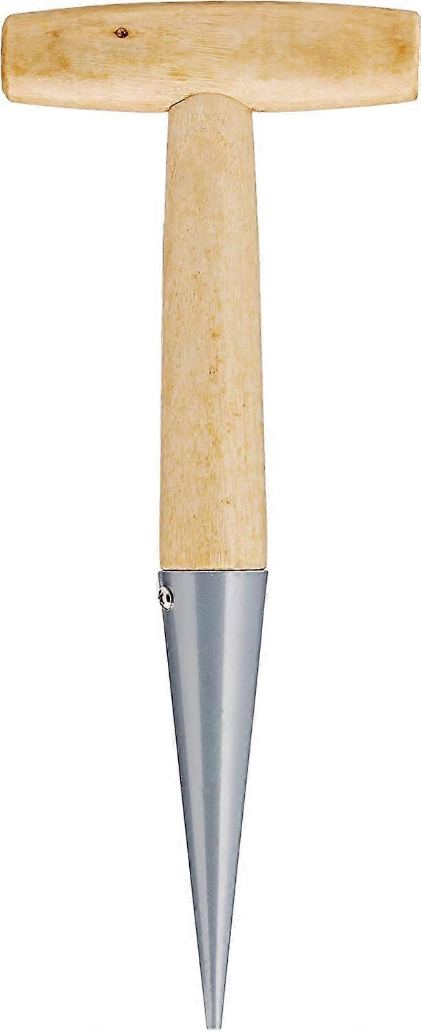 Bulb Planter with Steel Spike 27cm Hand Planter with Solid Wood Handle Gardening Tool for Adults