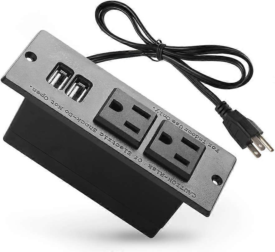 Υποδοχή Power Strip διάσκεψης με θύρες USB, επιτραπέζιο power strip, επιτραπέζιο σταθμό φόρτισης με 2 πρίζες και 2 θύρες USB