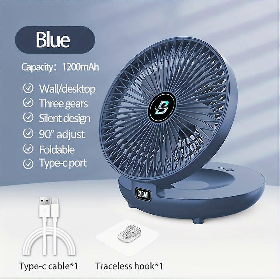 1pc Rechargeable 1200mAh Foldable Desktop Fan Wall Mountable Fan, Portable Air Conditioner, Folding Fan, Table Fan, Small Portable Fan Perfect For Off