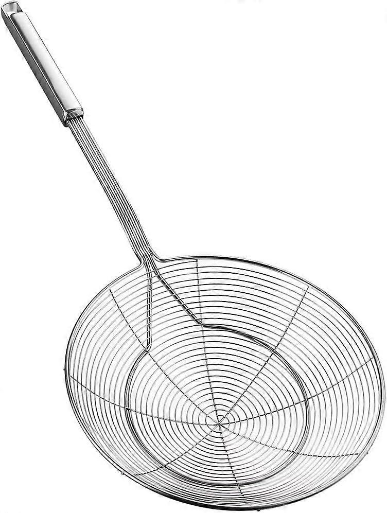 Stainless Steel Skimmer with Handle for Frying and Serving Food, Pasta, Spaghetti, Noodles (Diameter: 20cm; Total Length: 45cm)