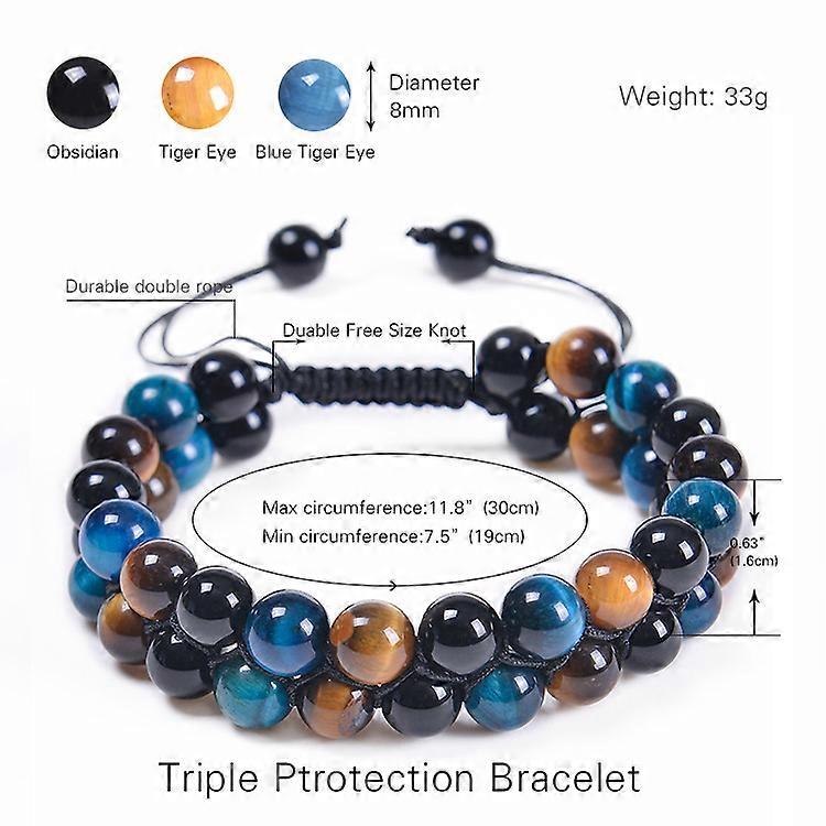 Bracelet Homme En Pierre œil De Tigre Noir - 8mm - Ajustable - Style Couple - Neuf Avec étiquettes