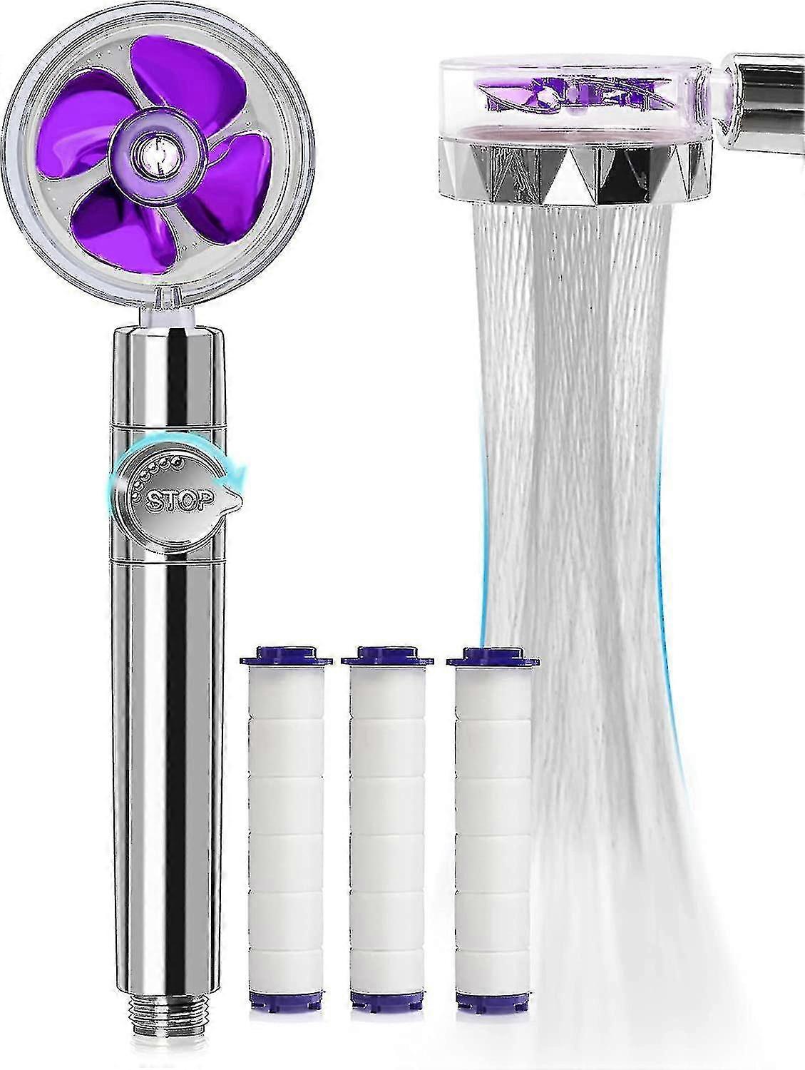 Handheld Turbo Shower Head Jet Shower Head Kit With 3 Filter Cartridges