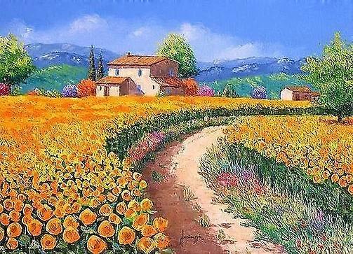 Dww-30 x 40 cm, Rural Path Diamond Painting Diamond Embroidery Painting5D Canvas Painting for Children and Adults, Rhinestone Puzzle Set, Drawing Wall