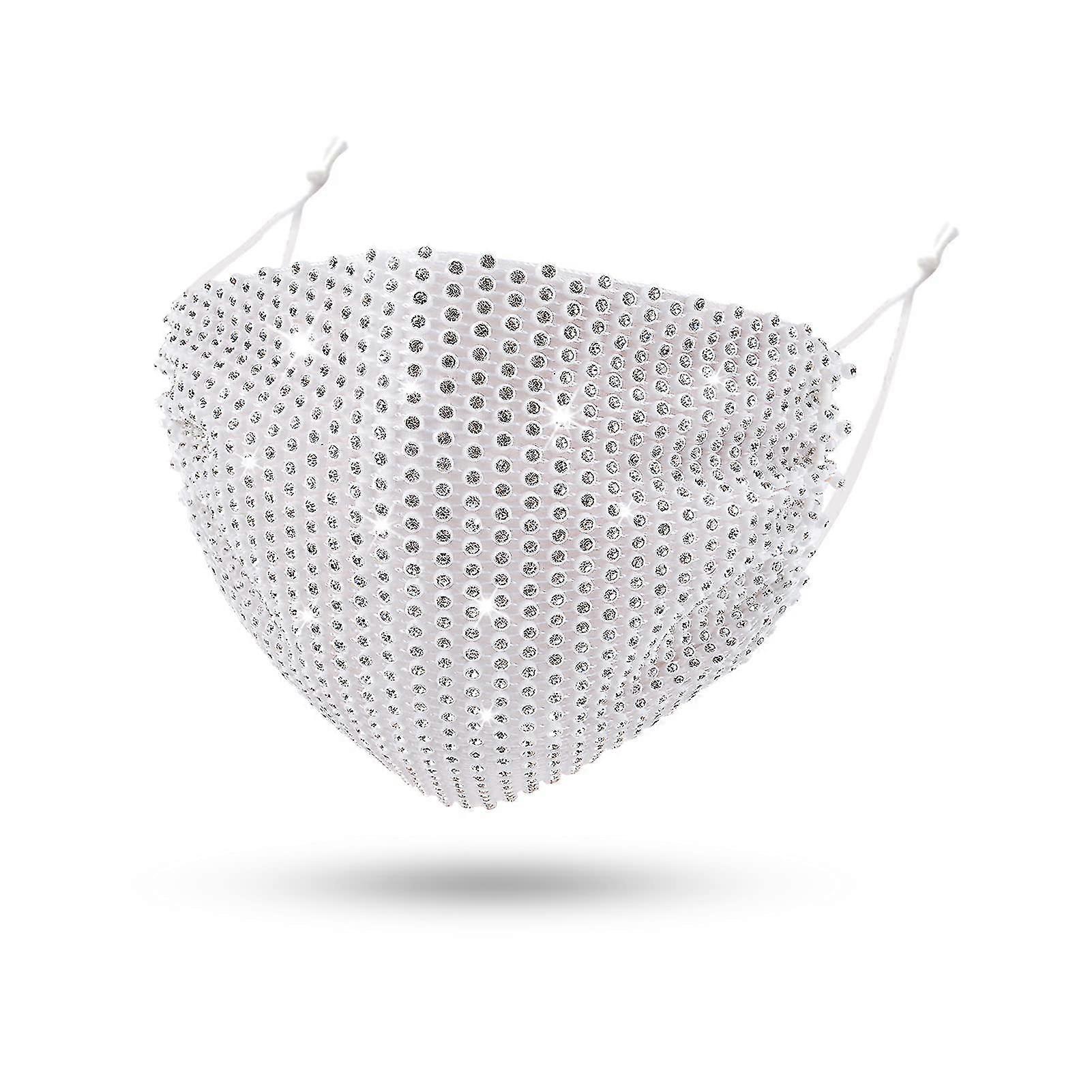Face Mask Rhinestone Mesh Design Reusable Washable Adjustable