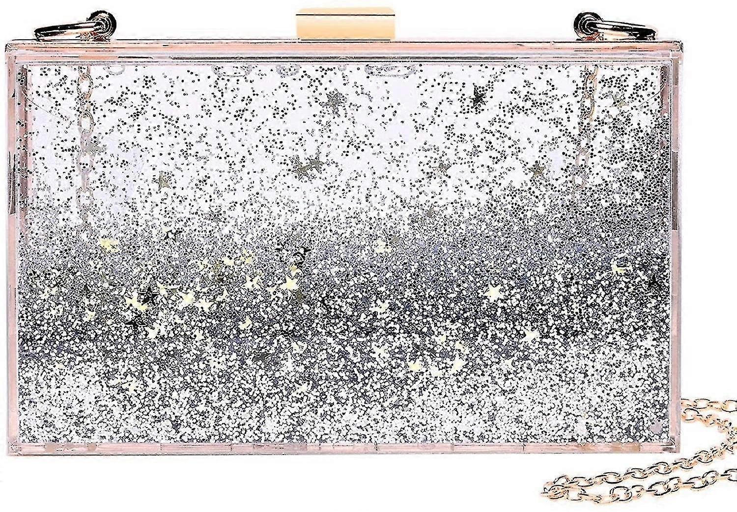 Al Transparent Sequins Clutch Purse Evening Handbag For
