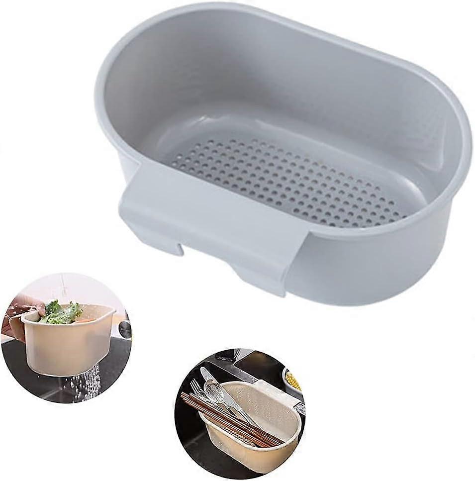 Sink Drain Basket, Multi-Function Kitchen Food Catcher for Filtering Waste and Washing Vegetables, Fruits, Drainer, Sponge