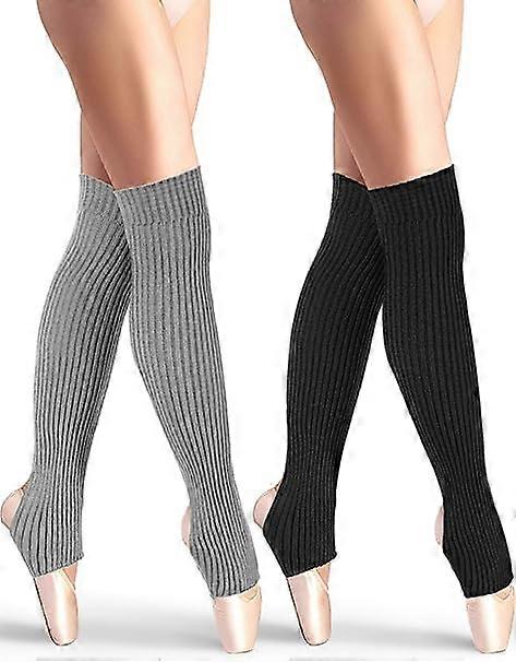 2 Pairs Stirrup Leg Warmers Straight over the Knee Socks 21.65 Inch for Women
