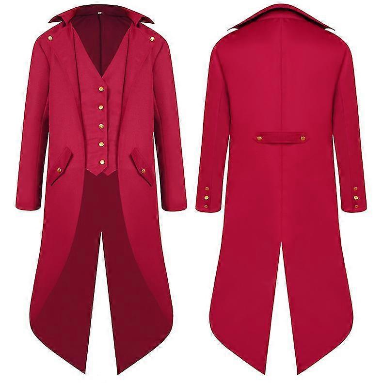 Men Medieval Ancient Tuxedo Coat Long Skirt Tuxedo