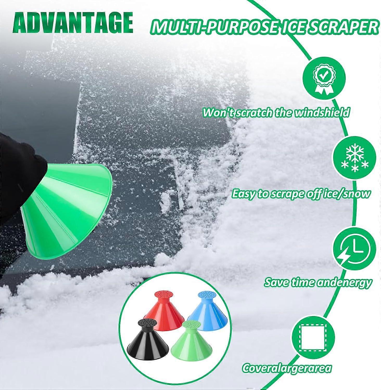 Magic Car Ice Scraper, 4 Pack Car Windshield Ice Scraper, Car Snow Plow, 2 in 1 Frost Wipe Scraper, Car Window Scraper,Ice and Snow Windshield Scraper