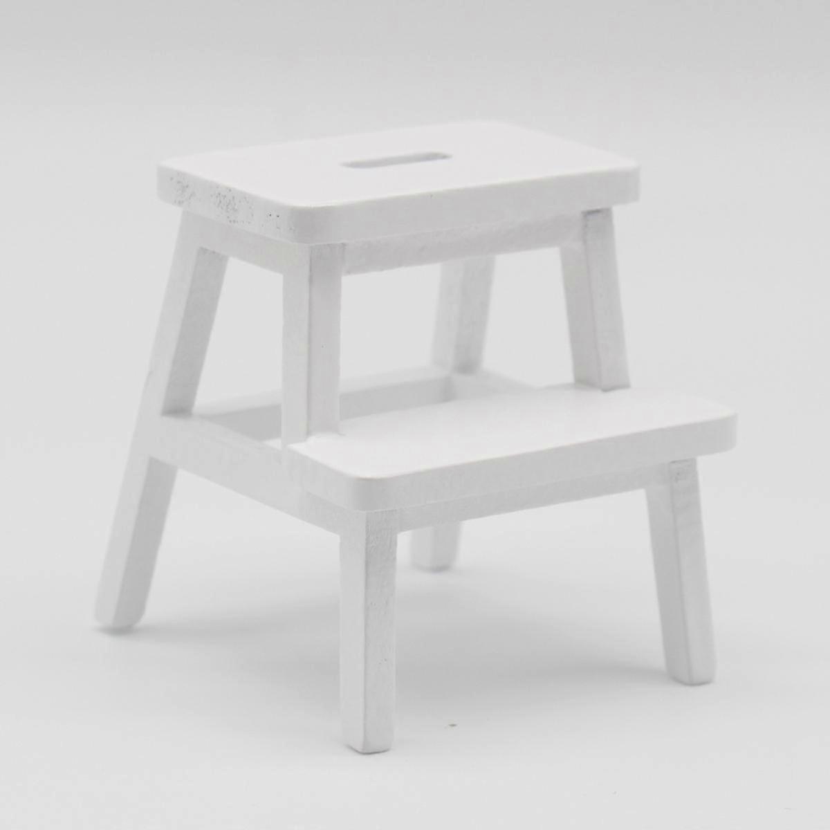 1/12 Miniature Step Stool Wooden Footstool Double-Layer Chair Holding Stool