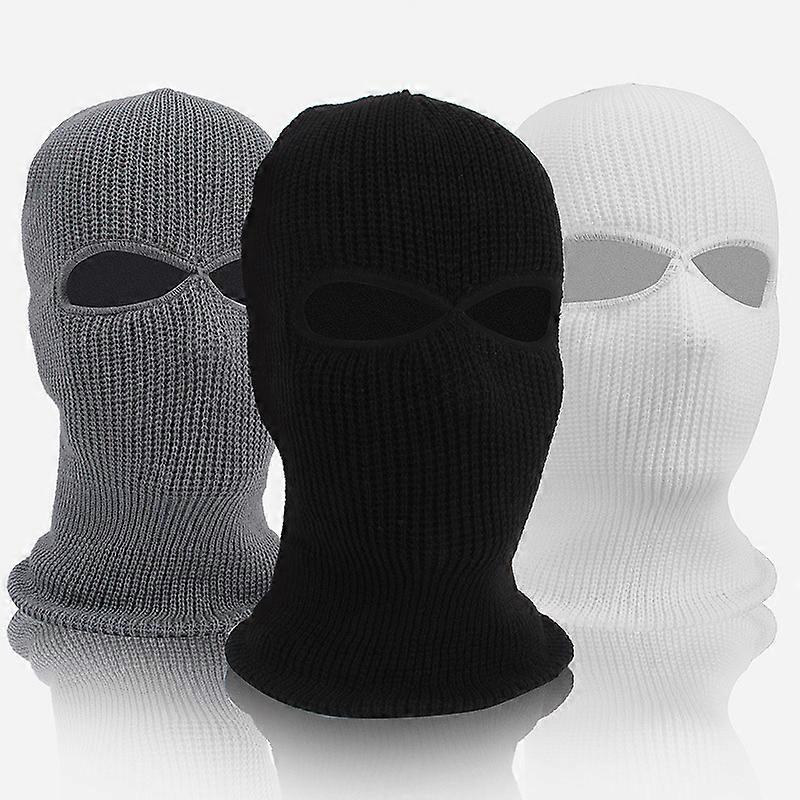 Dreierpack .2-Loch Sturmhaube Vollgesichtsmaske. (schwarz, weiß, grau)