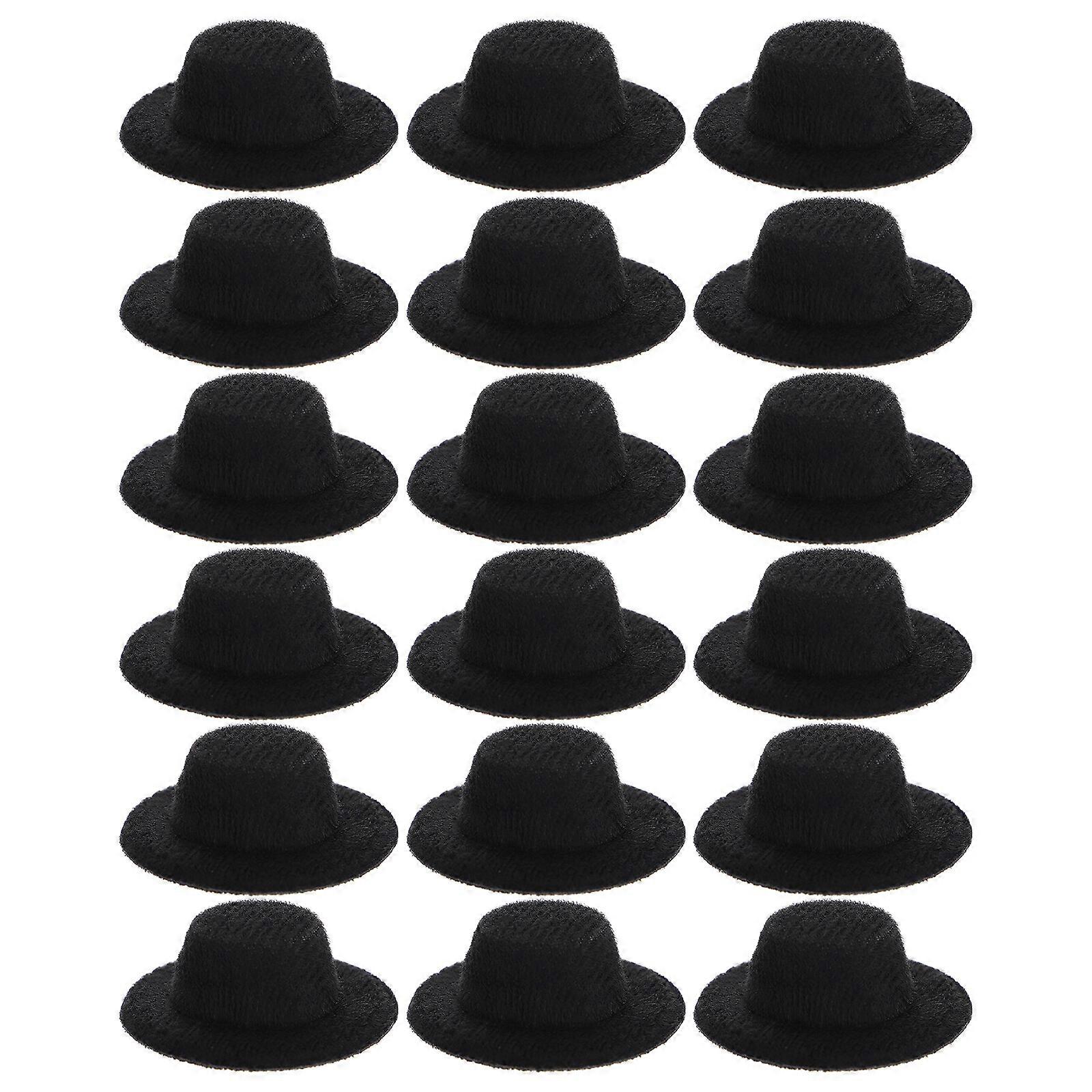 20pcs Black Mini Formal Hats Miniature Doll Formal Hats for Doll Accessory