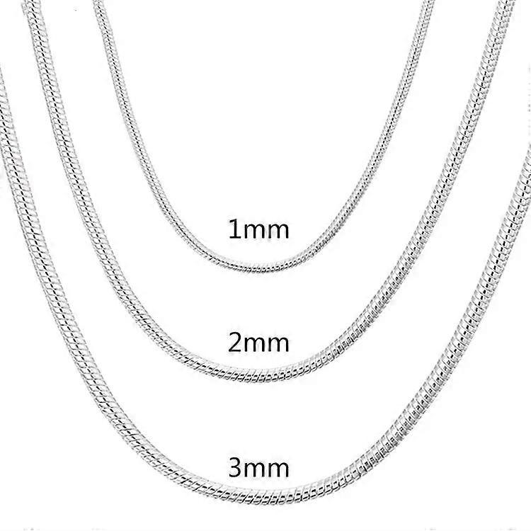 40-75cm 925 en argent sterling 1MM/2MM/3MM solide Serpent Chaîne Collier Pour Hommes Femmes mode fête accessoires de mariage Bijoux cadeaux