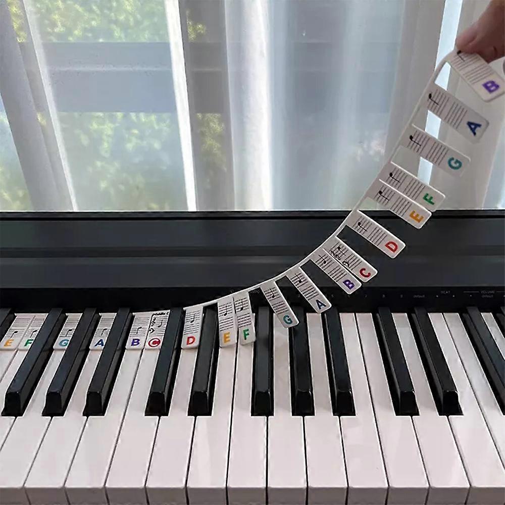 Removable Piano Keyboard Note Labels Reusable Silicone Piano Stickers 88 Keys For Learner