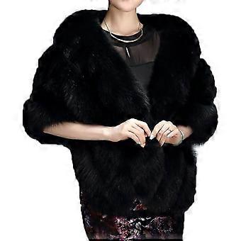 Vrouwen Luxe Faux Fur Coat Jackets Wrap Cape Sjaal voor Huwelijksfeest