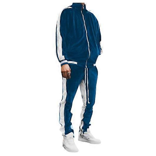 Mænd Fløjl Træningsdragt Sæt Sweatshirt Jogger Joggingbukser Varm Sportsdragt