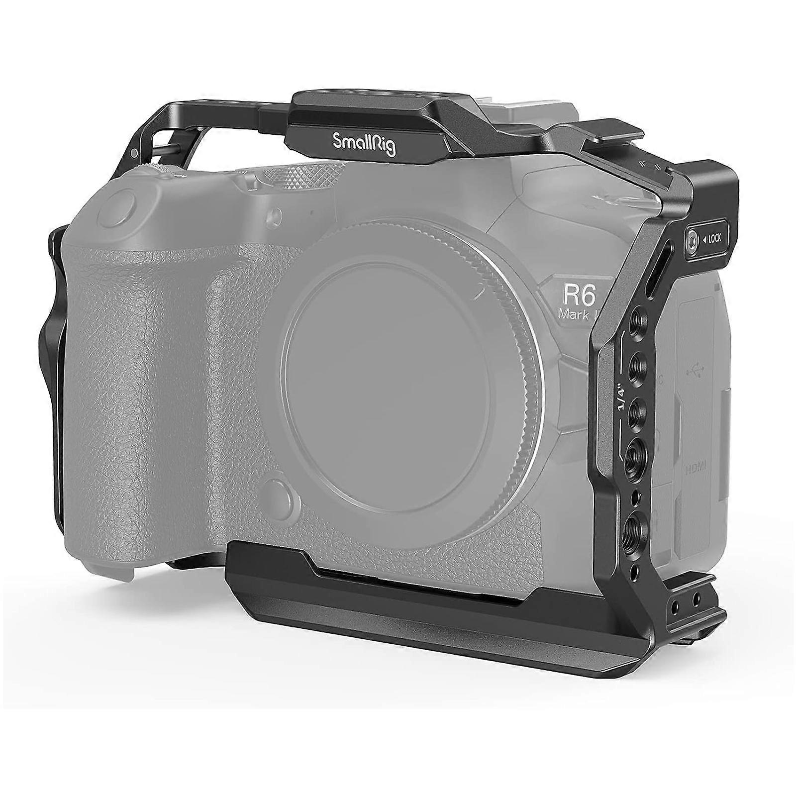 SmallRig R6 Mark II Camera Cage for Canon, Video Making Camera Rig for Canon R6 Mark II, Built-in Dual NATO Rails, Quick Release Plate for Arca, Horiz