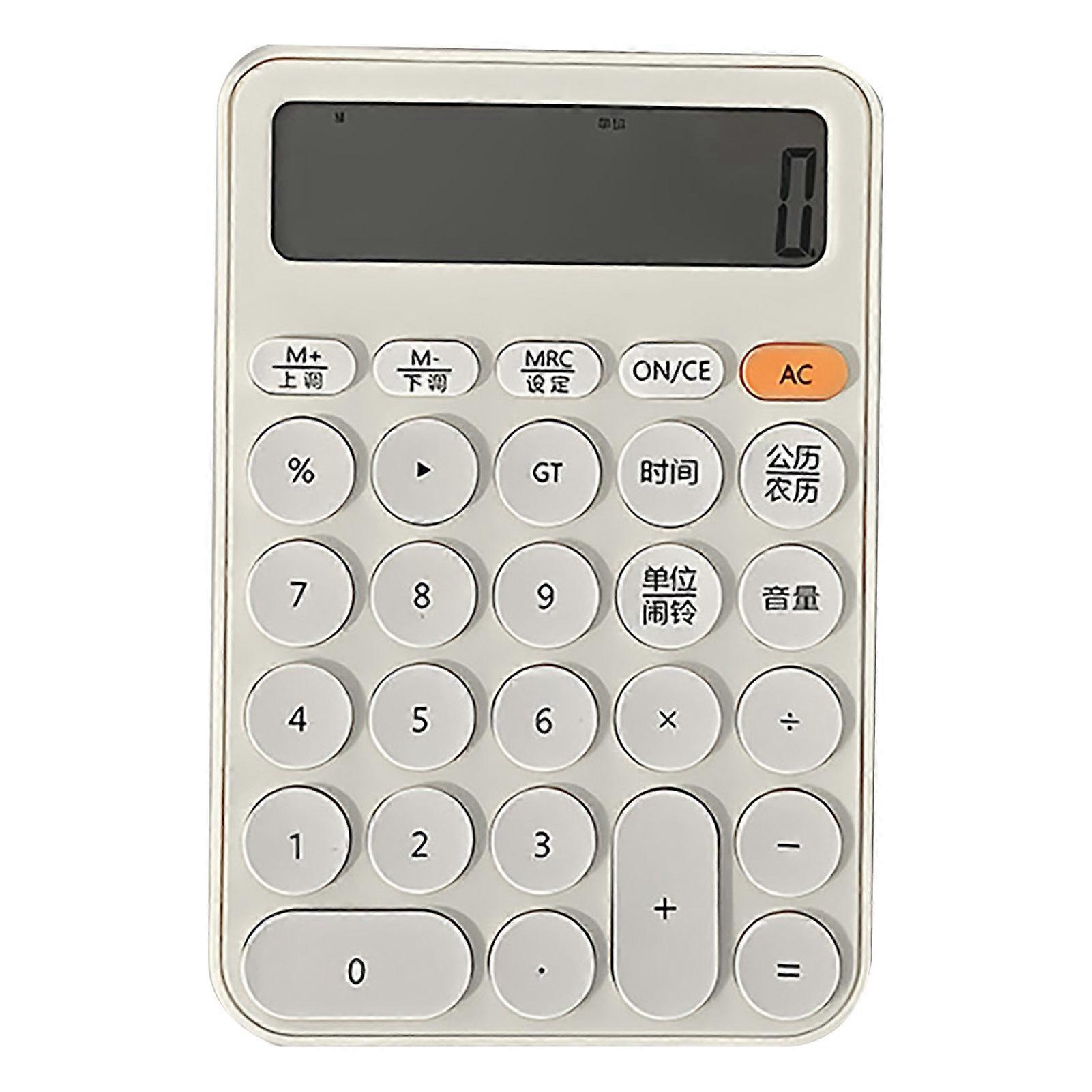 Mini Calculator 12 Digits Big Buttons Large LCD Display Chinese Print Volume Adjustment Mechanical Switch Calculator Accountant Office School Student 