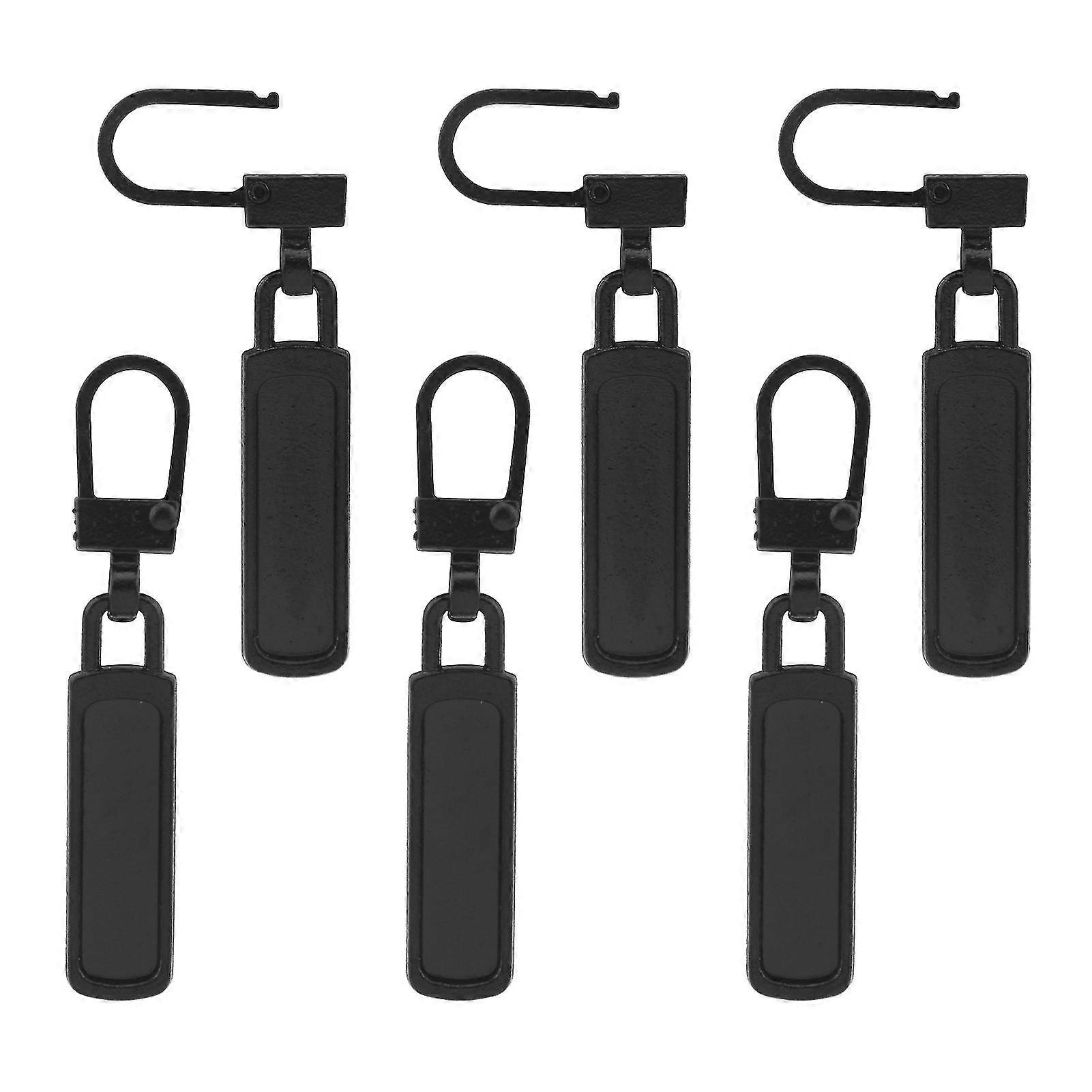 6pcs Black DIY Craft Zipper Pull Universal For Jacket Heavy Duty Replacement