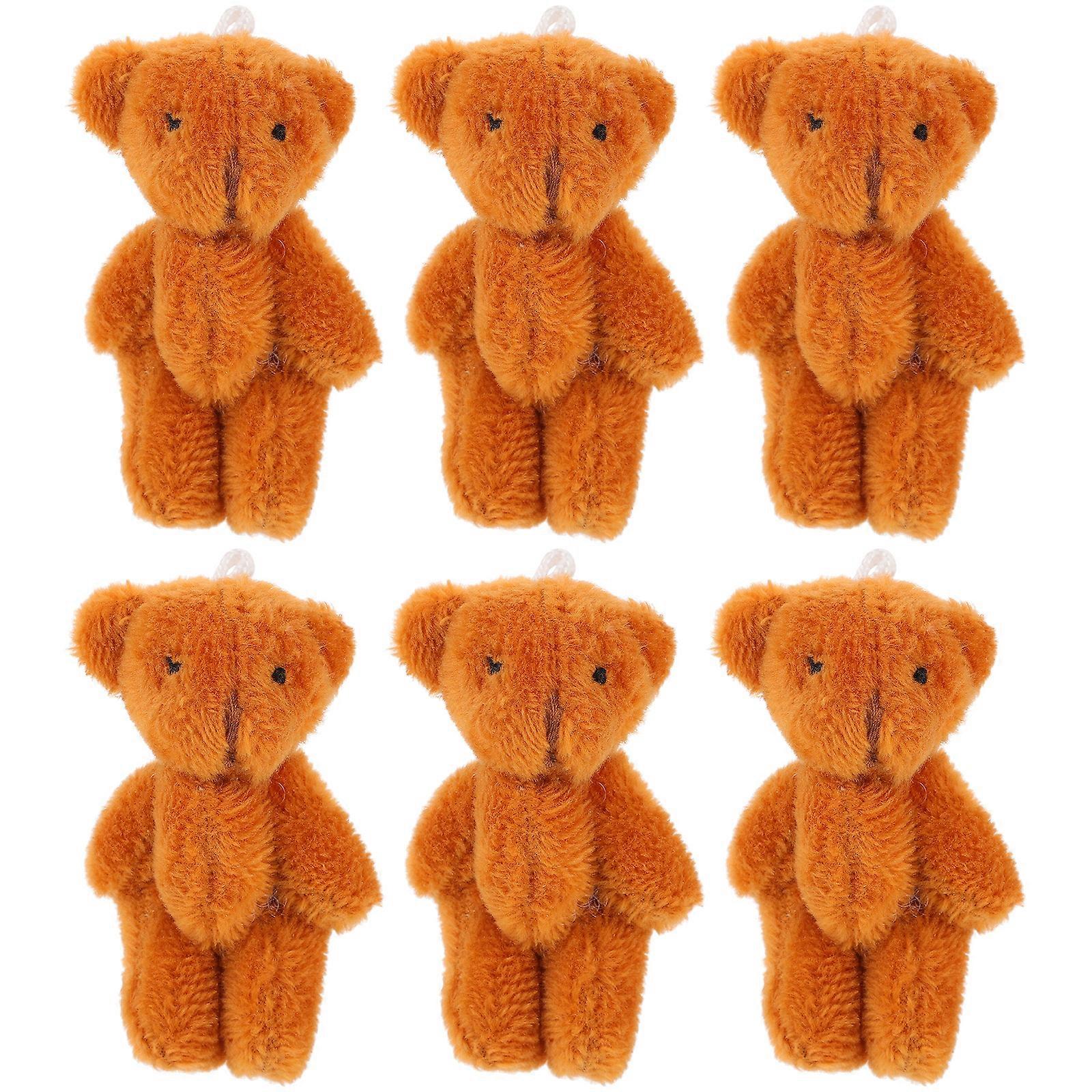 6pcs Mini Bear Tiny Bears Doll Stuffed Animal Soft Small Plush Bears Keychain Hanging Decor
