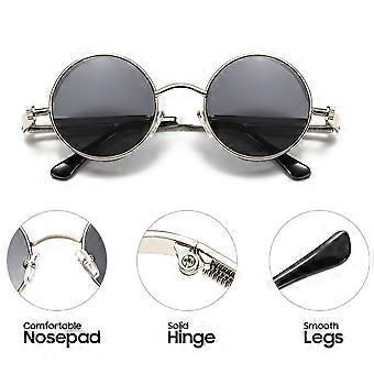 FEISEDY Occhiali da Sole Vintage Steampunk Polarizzati Uomo Donna Occhiali Rotondi Retro Visione Notturna con Lenti Gialle B0159