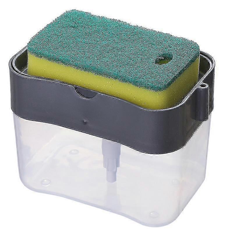 2-in-1 Dispenser Kitchen Plastic Automatic Sponge Scrubber Holder Case Detergent