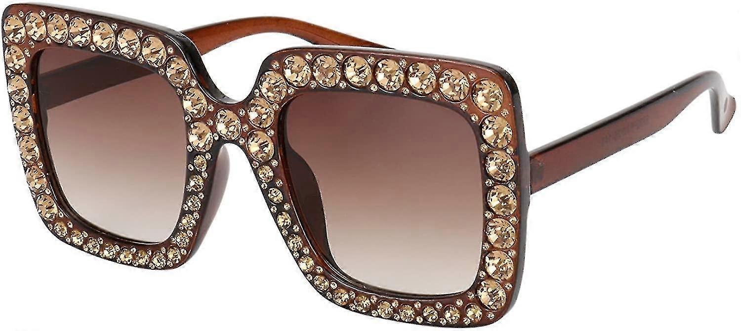 Rol Girl Elton Square Rhinestone Óculos de Sol Oversized Diamond Bling Bling