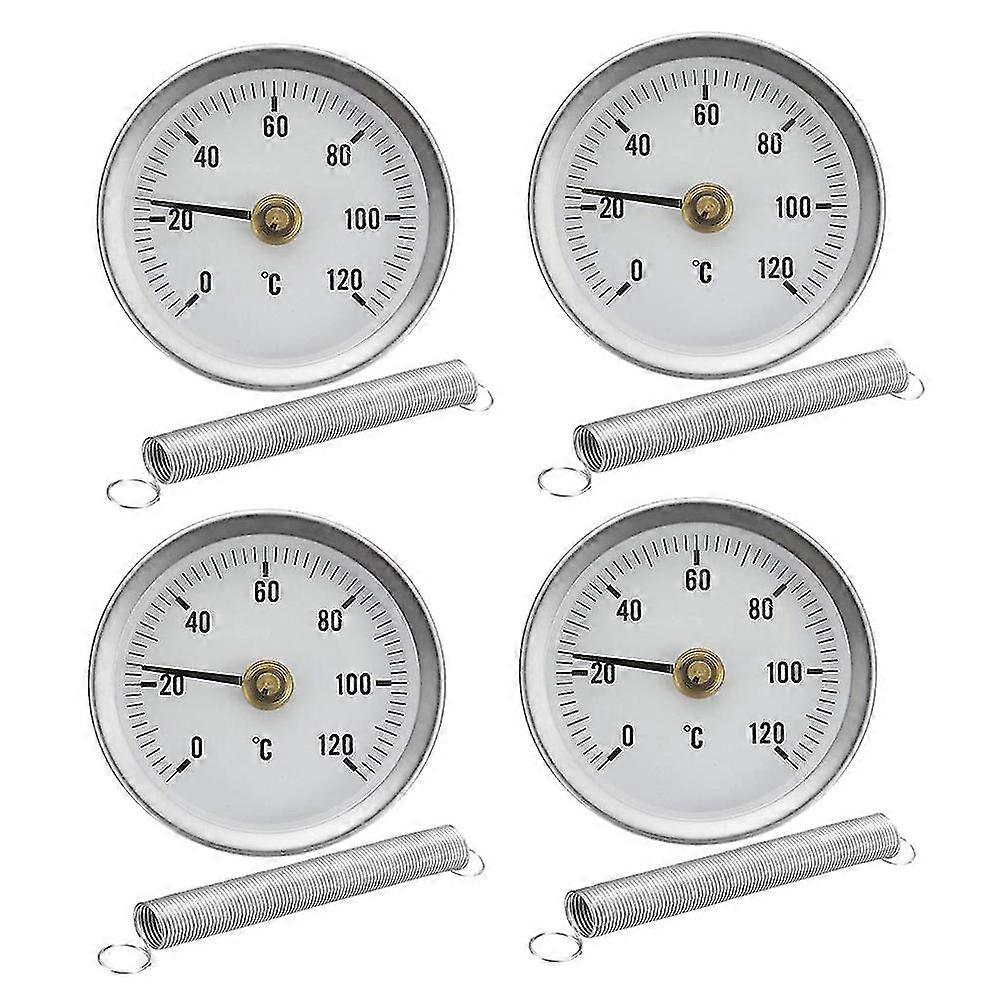 4PCS Rörfjäder Clip-on Termometer 63MM 0-120 Aluminium Temperaturmätare för varmvatten, VVS.