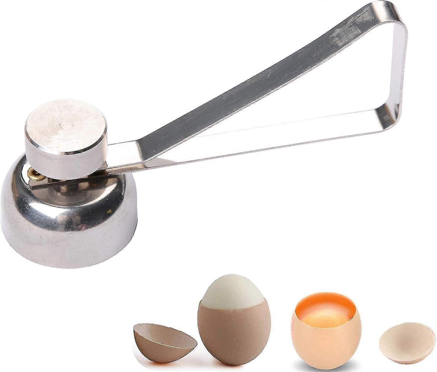 2pack-Stainless Steel Egg Cracker Cutter Raw/Soft Hard Boiled Egg Shell Removal for Breakfast Kitchen Tool