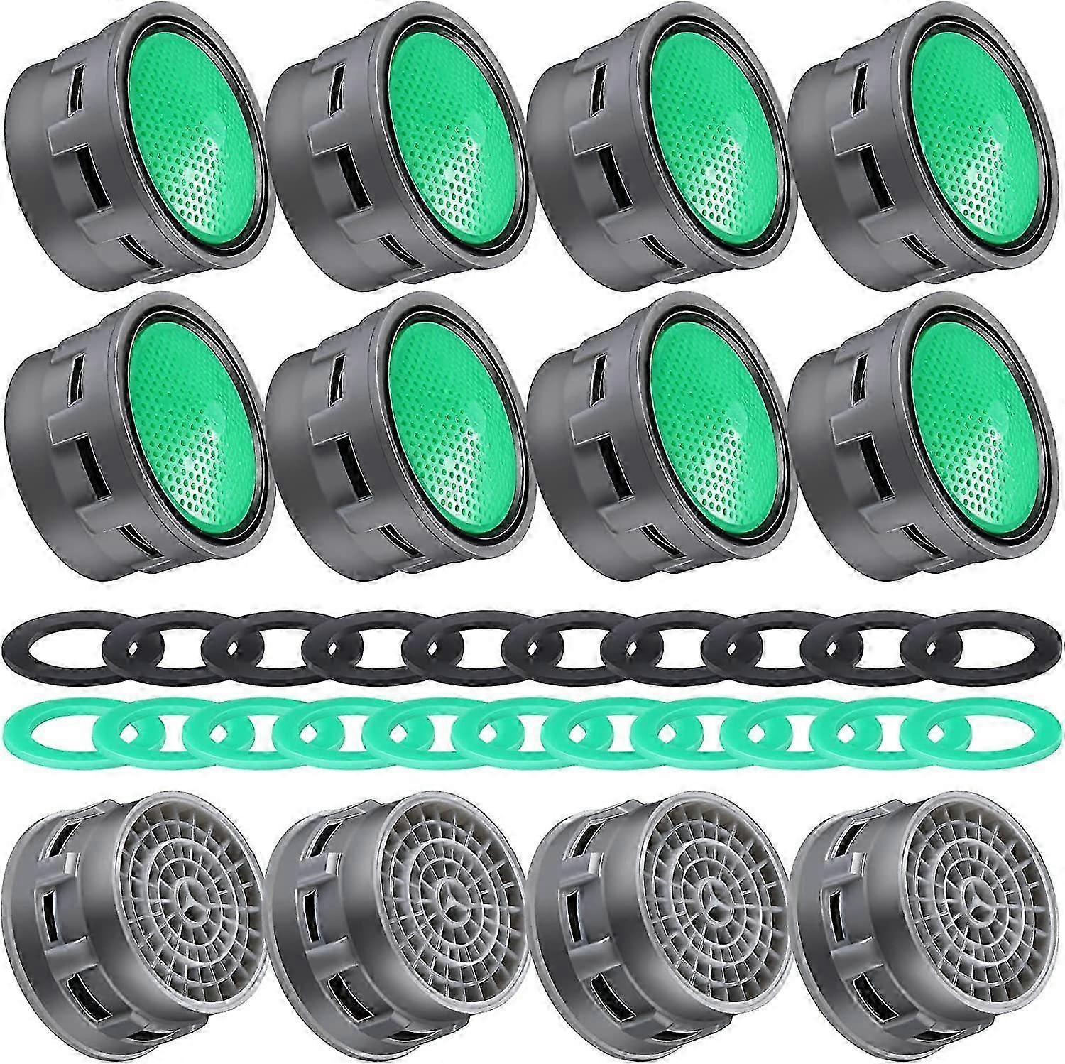 10 Pieces Faucet Aerator Faucet Aerator Water Saving Faucet Restrictor Insert Dl M22x1/M24x1 Faucet Sink Aerator Filter with Rubber Washer (Green)